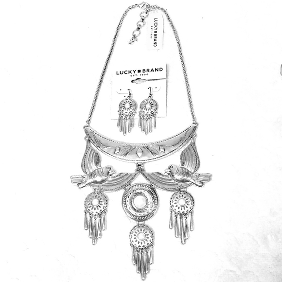 🍀Lucky Brand Bird & Pearl Statement Necklace & Earring  Set - Picture 4 of 7